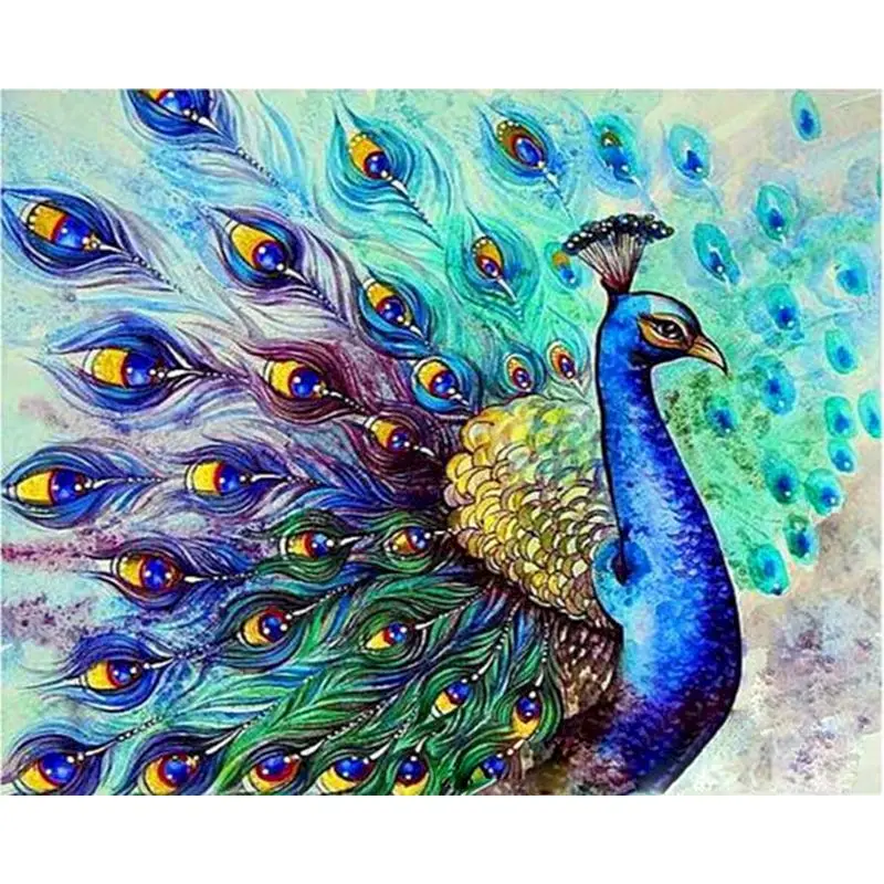

GATYZTORY DIY Painting By Numbers Peacock Animals HandPainted Oil Painting Drawing On Canvas Unique Gift Home Decoration