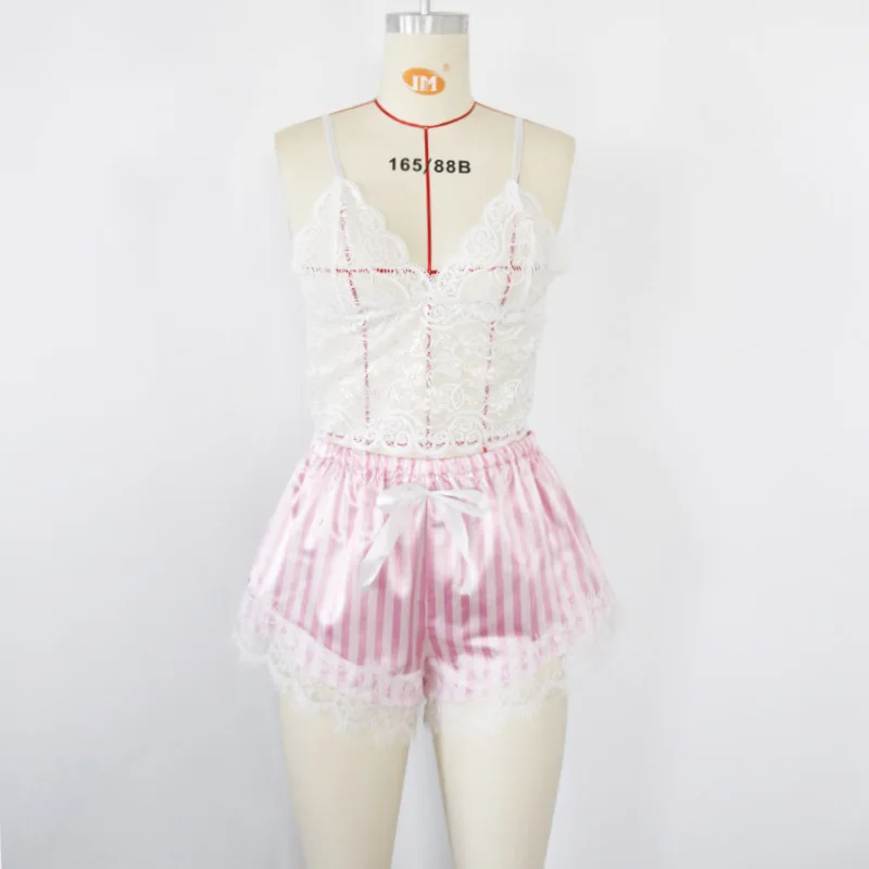 Женская пижама Шелковая с коротким рукавом милый женский пижамный комплект