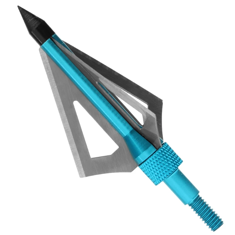 

6 pcs Archery Hunting Broadheads 100 Grain 3 Blade Broad Screw Tips Arrow Heads 448D