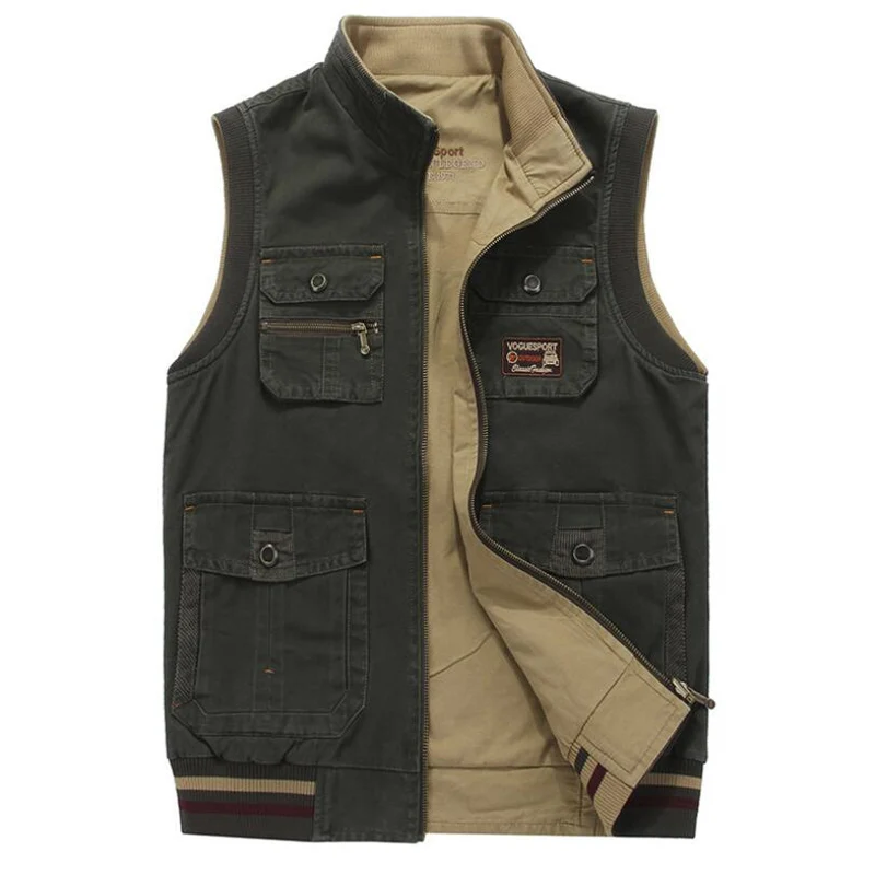 

Hot Sale Plus 9XL Vest Man Cotton Double Sides Tactical Vest Many Pockets Sleeveless Jacket chalecos para hombre Coat Men