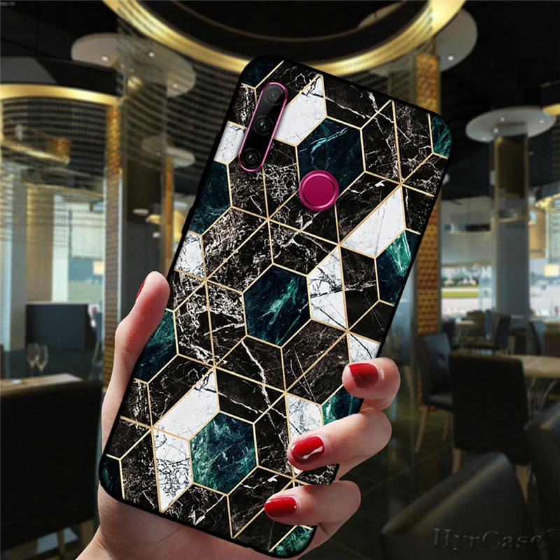 Marble Geometric Art Black Phone Case For Huawei Honor 10i 20i 30i 9 10 20 30 10X Lite Pro 9X 8X 8C Soft Silicone Cover huawei waterproof phone case