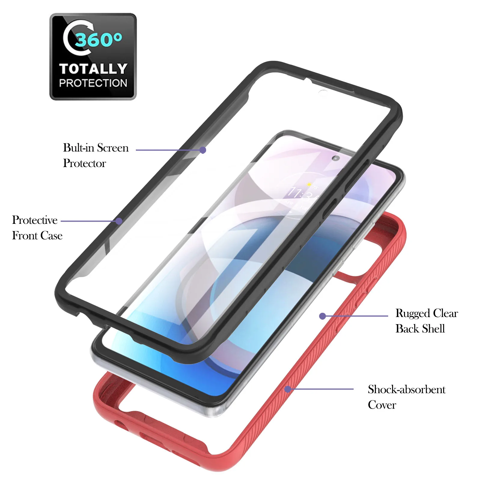 phone case for motorola moto g stylus 2021 one 5g ace power g9 play e7plus clear shockproof full cover built in screen protector free global shipping