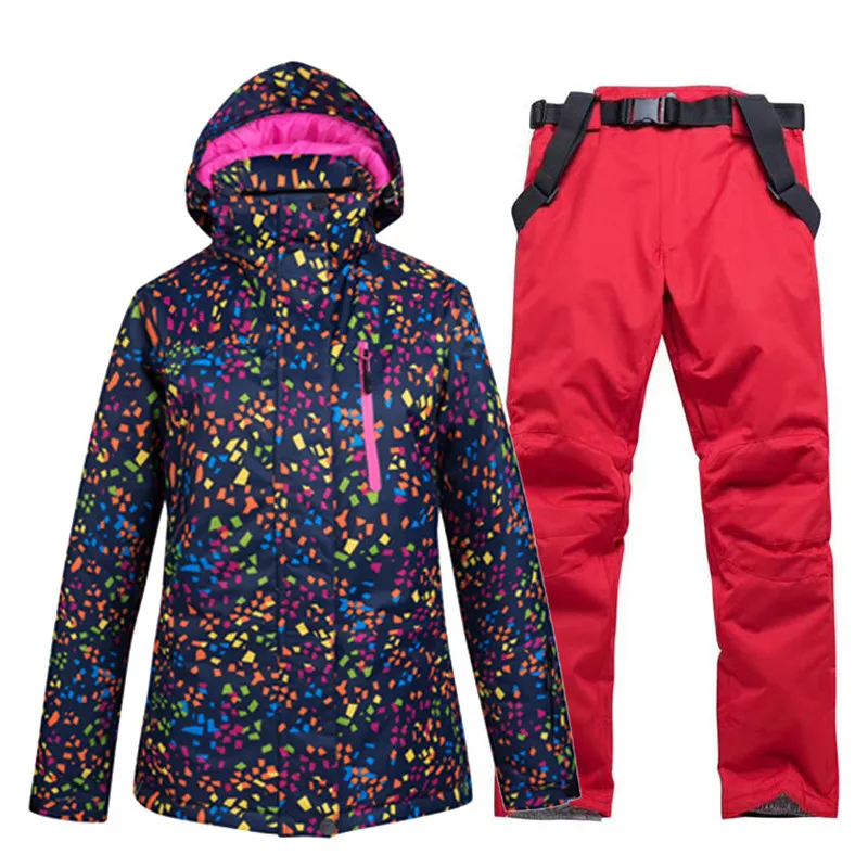 picture jacket pant Недорогой женский лыжный костюм, комплекты одежды для сноубординга, водонепроницаемые ветрозащитные зимние костюмы, куртки+ нагрудники, штаны, лыжный костюм - Цвет: picture jacket pant