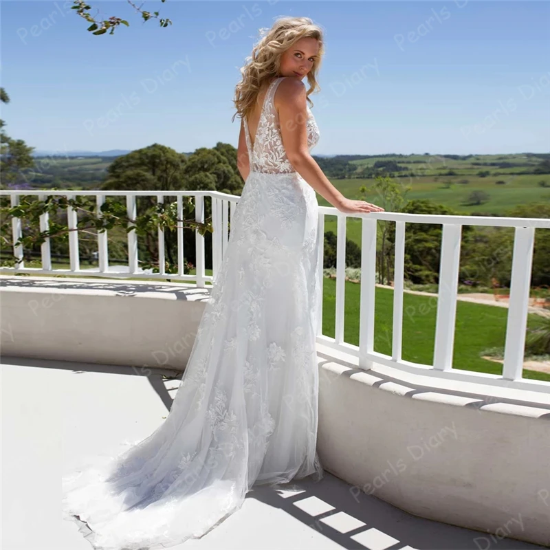 Скромная Иллюзия Топ Свадебные платья невесты платье без рукавов с v образным