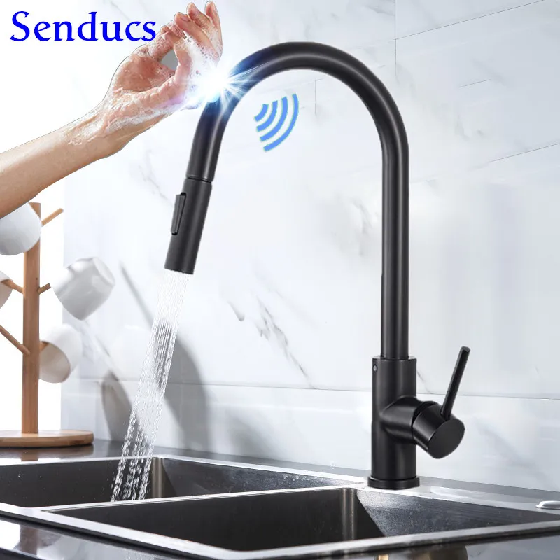 

Black Touch Kitchen Mixer Faucet Senducs Pull Down Kitchen Faucet Mixer Tap Brass Tap Smart Touch Kitchen Faucets Drinking Water