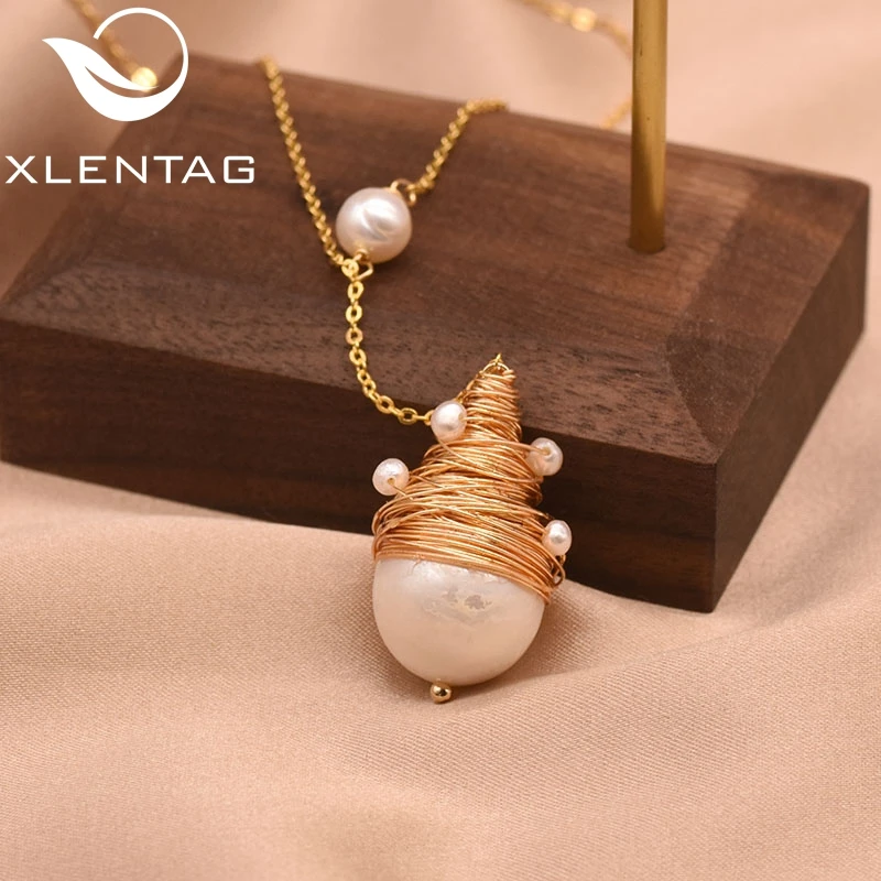 

Xlentag Handmade Natural Freshwater Pearl Pendant Necklace Women Wedding And Engagement Fashion Exquisite Gift Jewelry GN0092