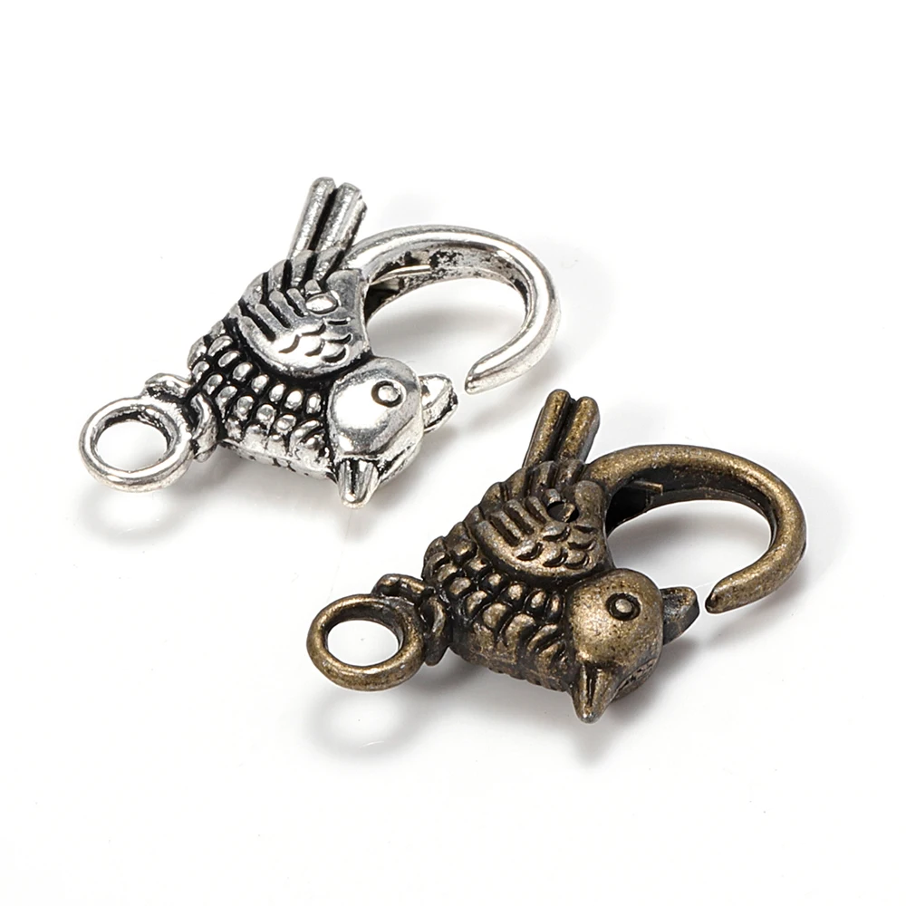 

5pcs/lot 18x22mm Antique Silver Birds Lobster Clasp Hooks For Necklace Bracelet Chain DIY Jewelry Accessory Findings Components