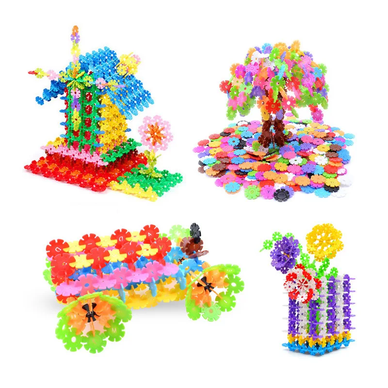 

100pcs/lot Plastic Snowflake Interconnecting Blocks Building & Construction Toys Children 3D Puzzle Kindergarten Baby Game Toy