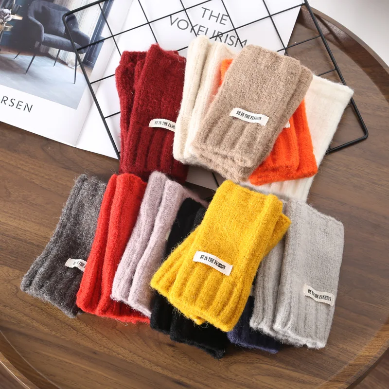 

2021 Winter Warm Thickening Wool Gloves Knitted Fingerless Exposed Finger Thick Gloves Without Fingers Mittens Glove Wome