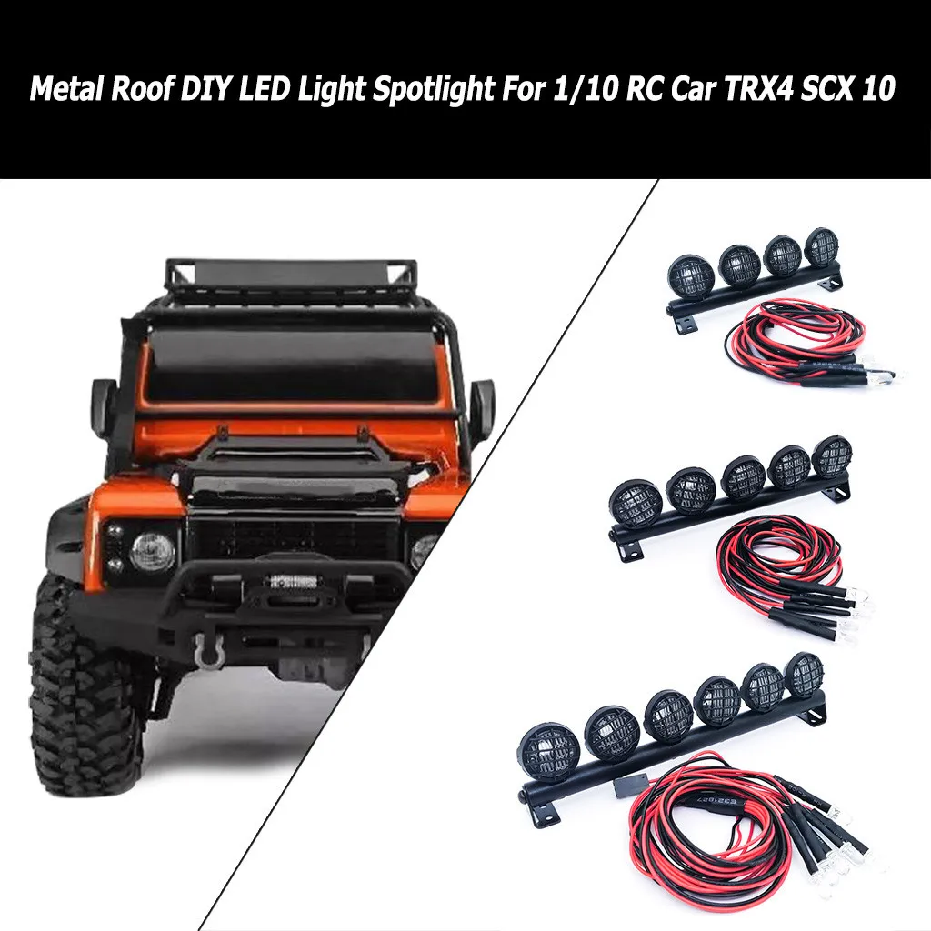 Metal Roof DIY LED Light Spotlight For 1/10 RC Car TRX4 SCX 10 Decor для автомобиля блок питания tools 2021 Hot Sale