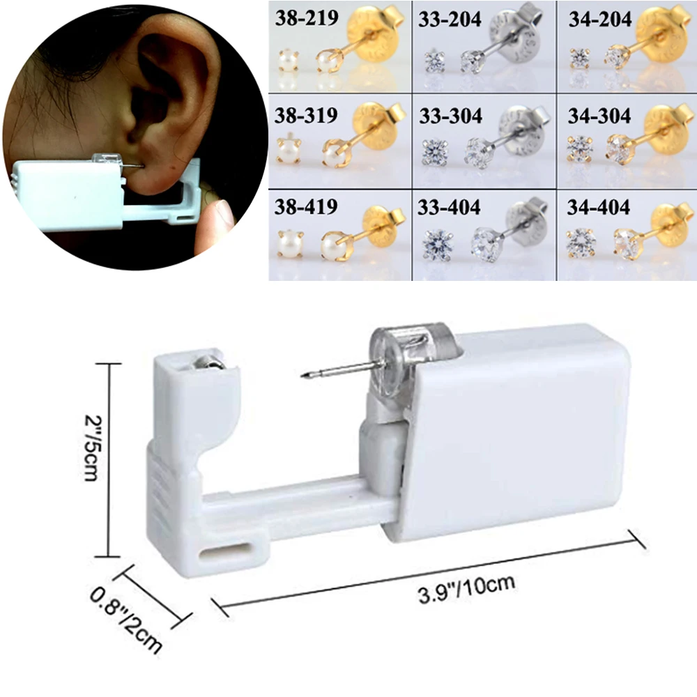 

1Unit Zircon Pearl Sterlised Disposable No Pain Ear Nose Piercing Device Machine Tools Ear Piercer Sterile Bezel Tool Machine