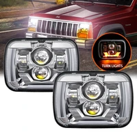 pair 5x7 7x6 inch square led headlight h4 light with hilo beam led for toyota tacoma pickup mr2 supra nissan 240sx