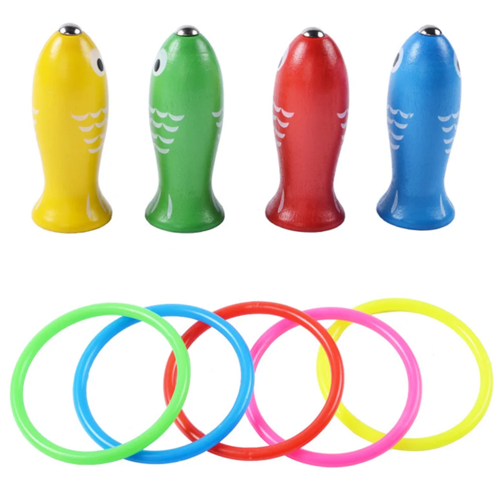 

Fishing Ring Toss Game Set Creative Wooden Kids Game Colorful Parent-child Interactive Toys