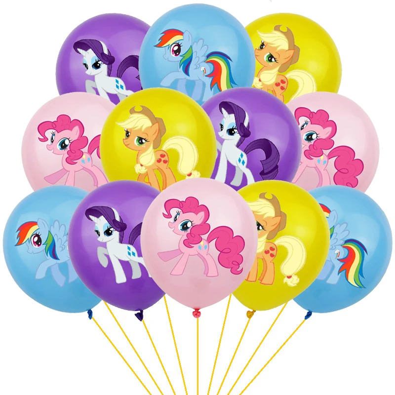 10/12pcs 12inch Littlest Ponyed Latex Balloons Pink Horse Ballons Rainbow Animal Happy Birthday Kid Girl Shower Party Decoration - купить по