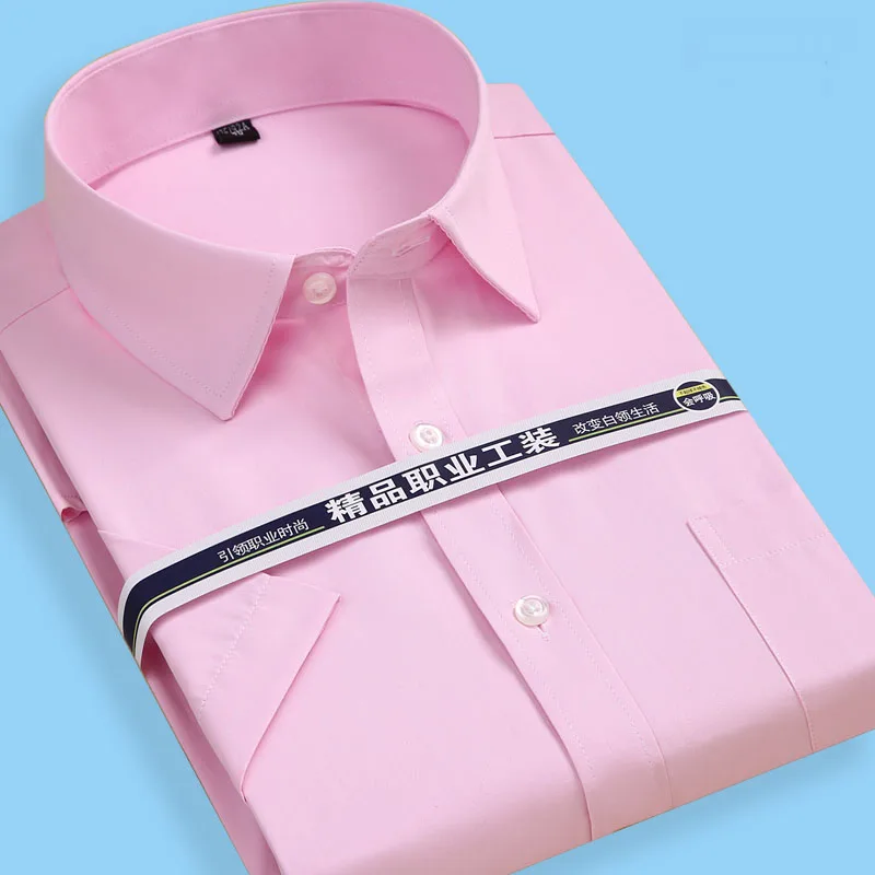 

Summer Short Sleeve square collar regular fit oversize S to 8xl solid plain/twill formal business men dress shirts