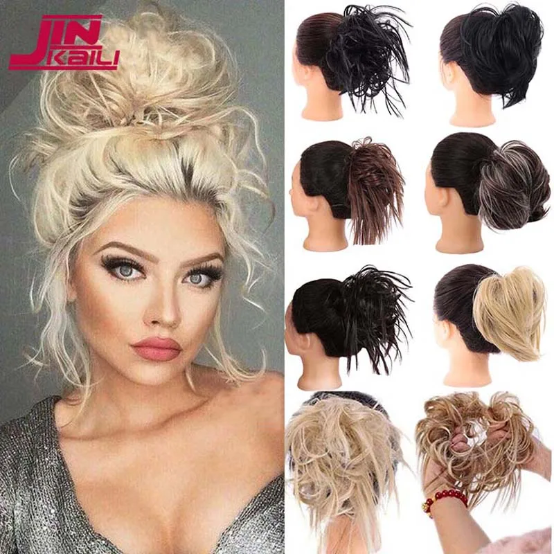 

JINKAILI Women Chignon Synthetic Messy Hair Bun Elastic Band Hair Bun Straight Updo Hairpiece High Temperture Fiber