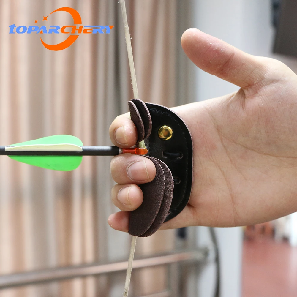 Двухслойная защита для стрельбы из лука пальцев защитные перчатки кожаный чехол