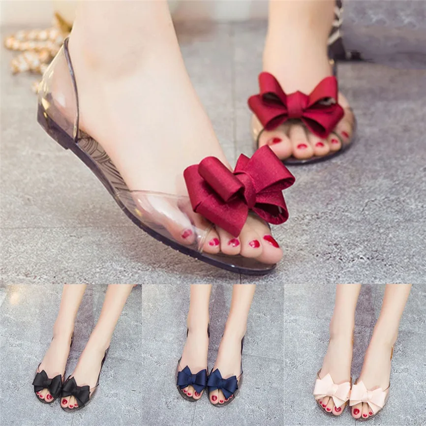 Женская обувь на плоской подошве Модная женская летняя прозрачная без шнуровки с