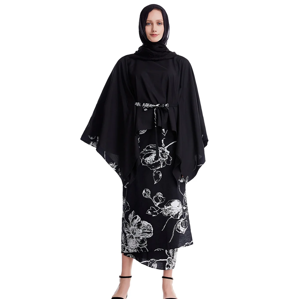 

2021 Muslim Middle East Dubai Muslim Pattern Loose Two-piece Set Temperament All-match Fashionable Women's Robes Abayas