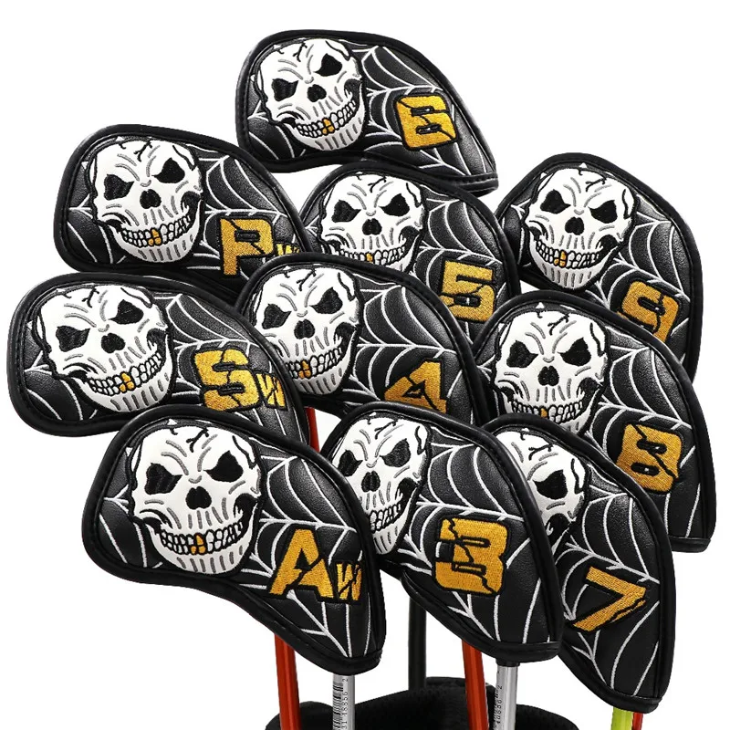 Skull Spider Irons Headcovers PU Golf Iron Complete Set Head Covers #3-9PAS 10Pcs/Lot Mascot Novelty Gift
