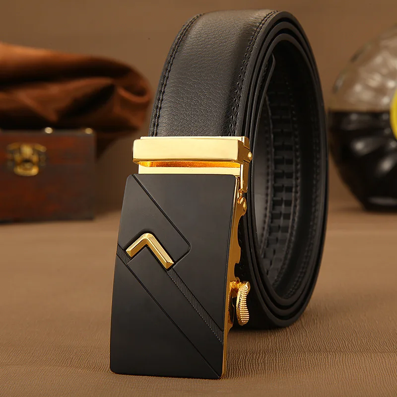 

2021 Genuine Leather Belt Cowhide Pant Men's Belt Belt for Belt Men's Automatic Buckle Korean Style Fashion New Brand
