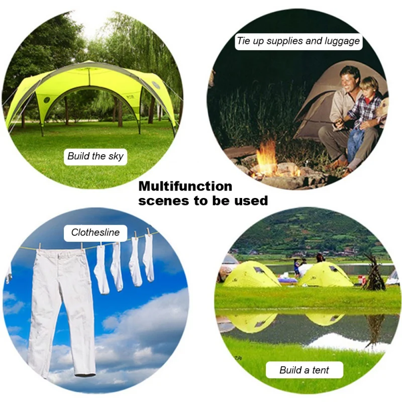 4m Reflective Paracord Outdoor Camping Tent Wind Rope 4mm Sun Shelter Awning With Aluminum Alloy Buckle | Спорт и развлечения