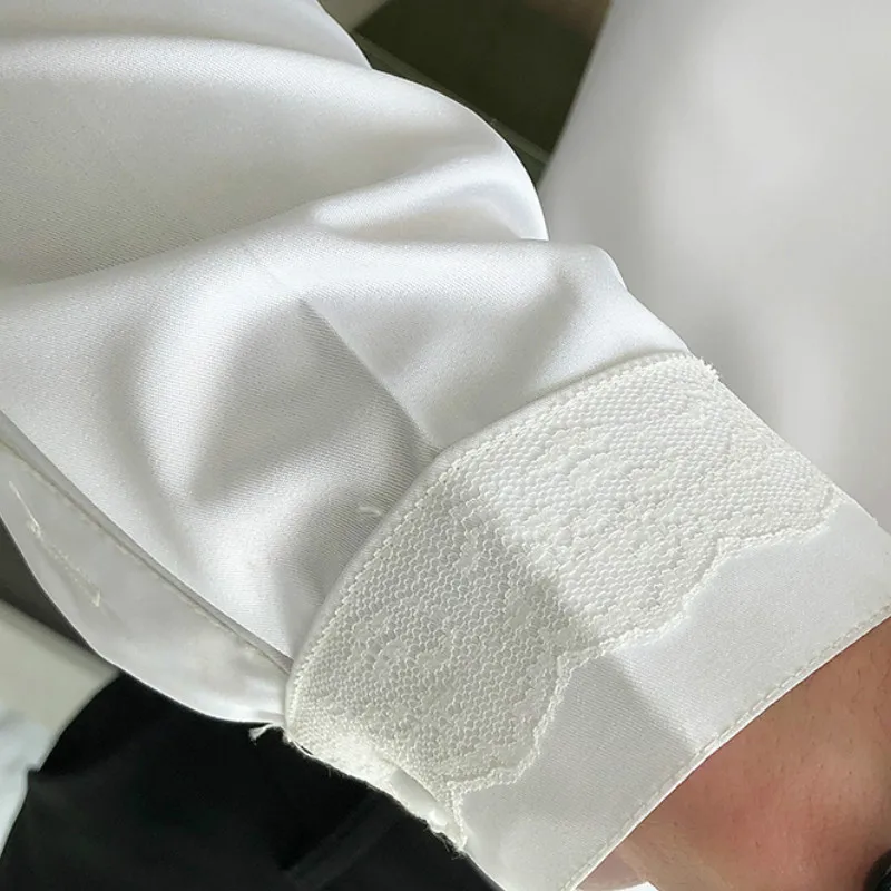 

Lace 2021 Spring Shirts for Men Long Sleeve Casual Dress Shirt Slim Fit Social Party Nightclub Tuxedo Men Clothing Chemise Homme