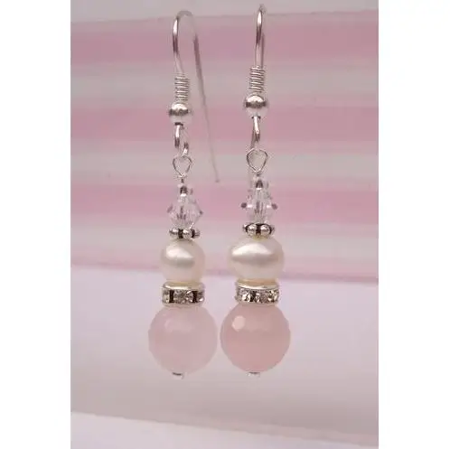 

Серьги ручной работы из серебра 925 пробы с жемчугом и розовым кварцем