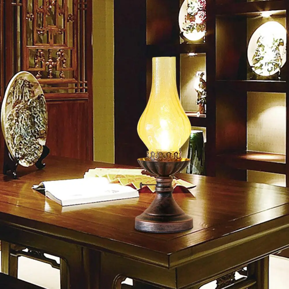 Retro LED Table Lamp E27 Kerosene Lantern Vintage Industrial Desk Light Coffee Shop Bar Hotel Decoration 220v With Plug | Освещение