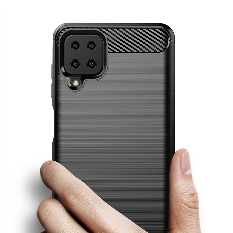 For Samsung Galaxy A12 Case Fiber Soft Silicone Cover For Samsung A12 Case Armor Cover Rubber Cover For Samsung Galaxy A12 Case
