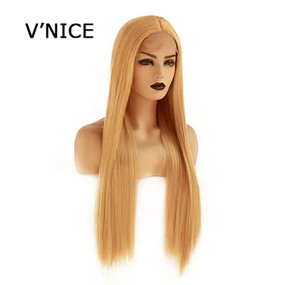 Blonde V'NICE розовый синтетический парик на кружеве средняя часть натуральный бесклеевой термостойкий прямой Косплей парики для черных женщин - Цвет: Blonde