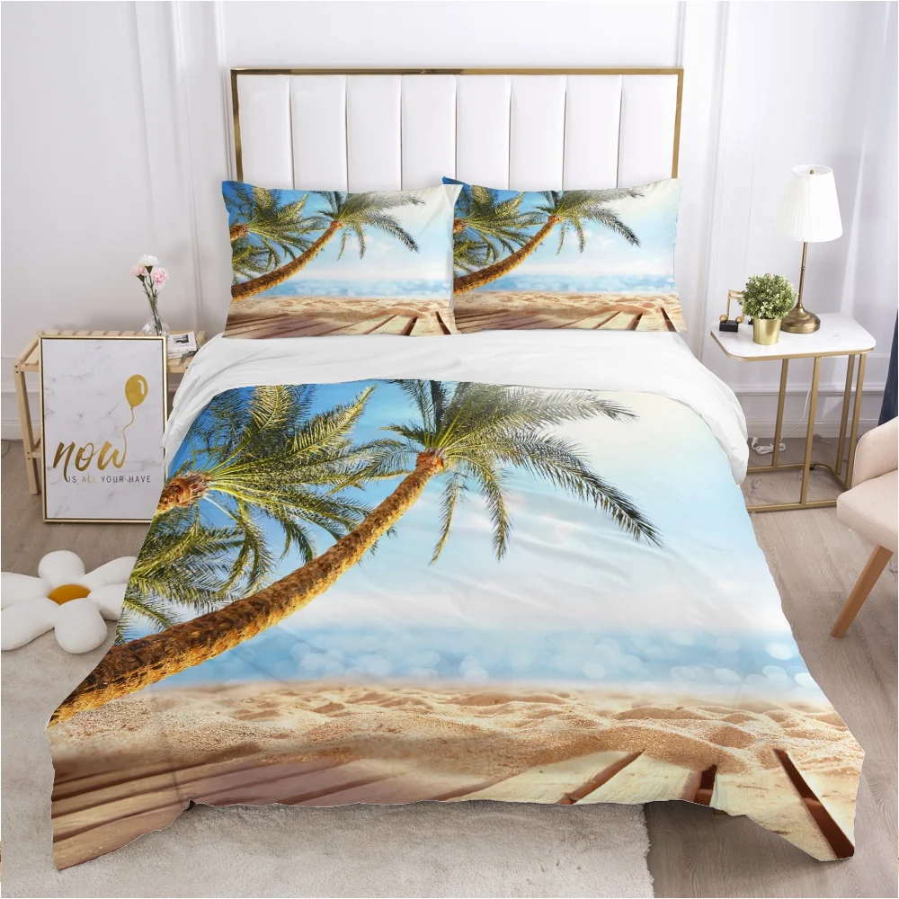 

landscape Duvet cover set 240x220 200x200 Bedding set Twin Queen King Double Bed linens Quilt cover Bedclothes sandy beach