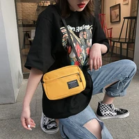 fashion women small canvas shoulder bag solid color student phone purse simple zipper messenger crossbody pouch ladies handbags