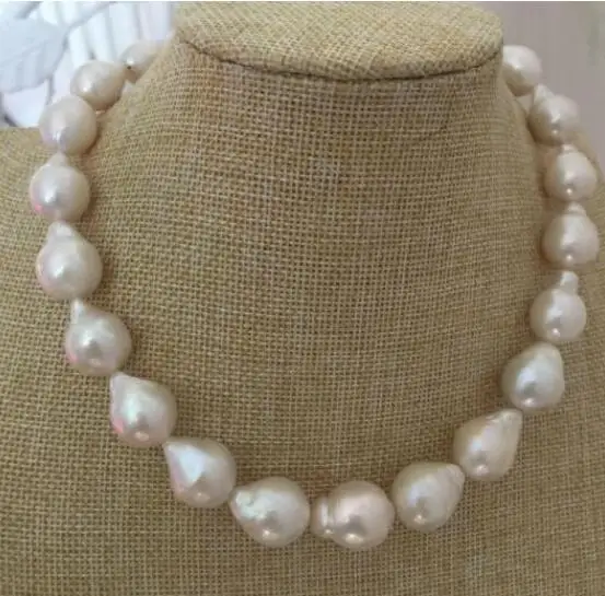 Ювелирное жемчужное ожерелье великолепное 14 16 мм Южное море барокко белое