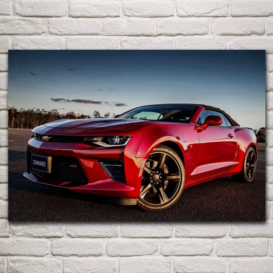 

red camaro sports car american muscle sport car posters on the wall picture home living room decoration for bedroom KN907