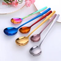4pcsset durable stainless steel dinner spoon mini coffee spoons tea gold flatware food serving tools metal kitchen tableware