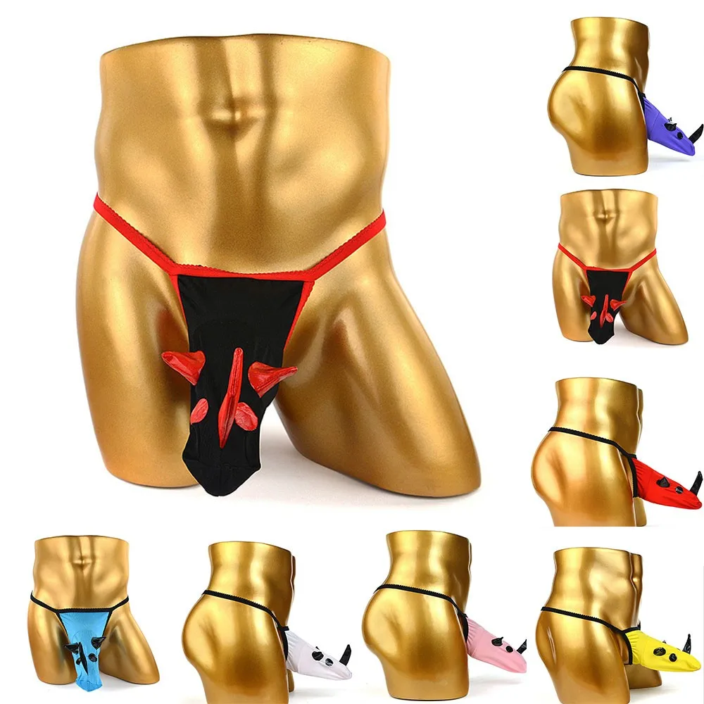

Men Sexy Low Waist G-String Briefs Lingerie Elephant Nose Underwear Male T-back Erotic Temptation Thongs Bulge Pouch Jockstrap