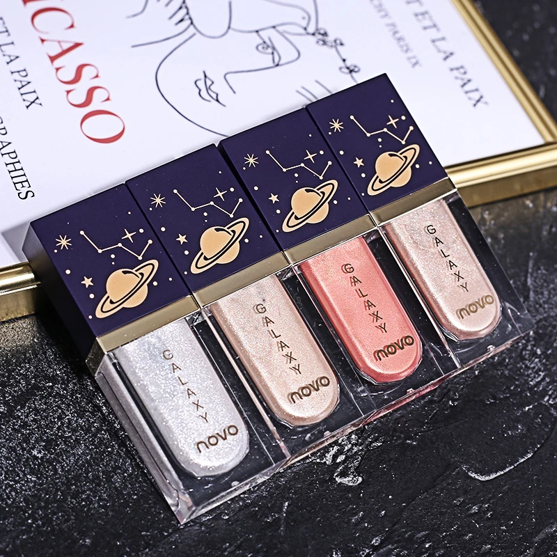 Светлые ЖИДКИЕ ТЕНИ Novo для лица отбеливатель глаз жемчужный блеск мерцающая