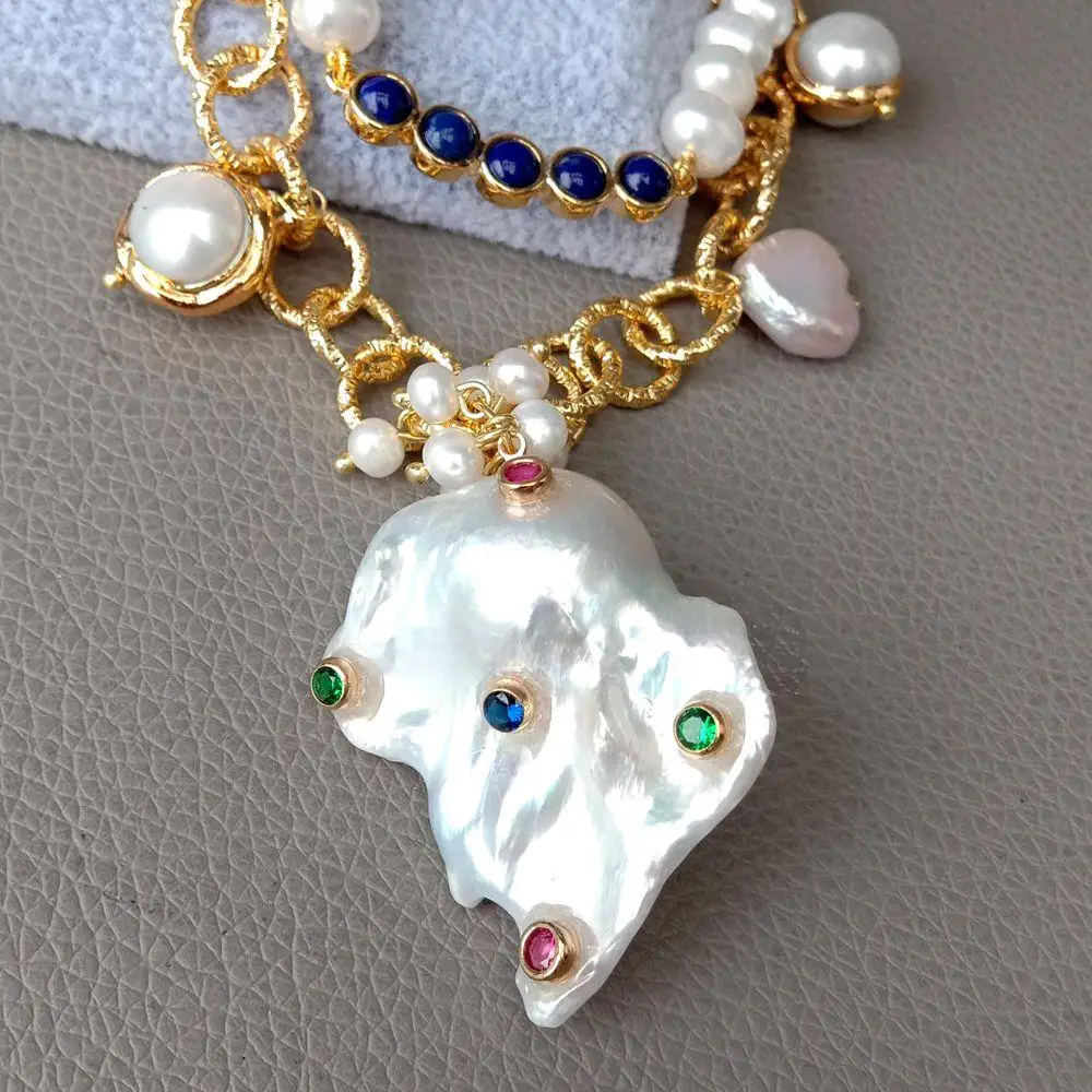 Цепочка с кулоном из пресноводного жемчуга 18 дюймов 2 нити | Украшения и