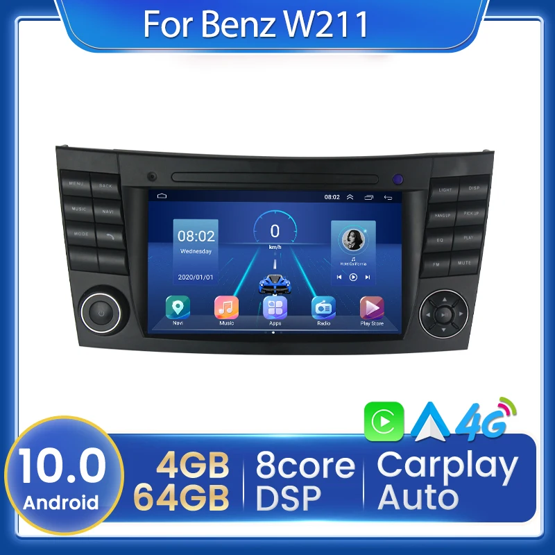 7-дюймовый Android 10 4 + 64G Автомобильный GPS навигатор радио 0 для Mercedes Benz E-Class W211 W219 E200 E220