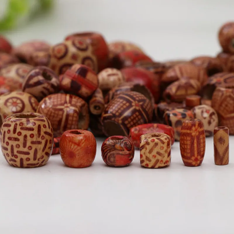 100 шт./пакет 6 стилей Смешанные отверстия винтажные окрашенные деревянные бусины