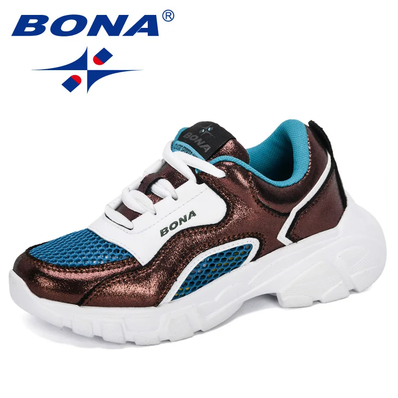 BONA 2019 новые дизайнерские детские кроссовки уличные Повседневные модные удобные