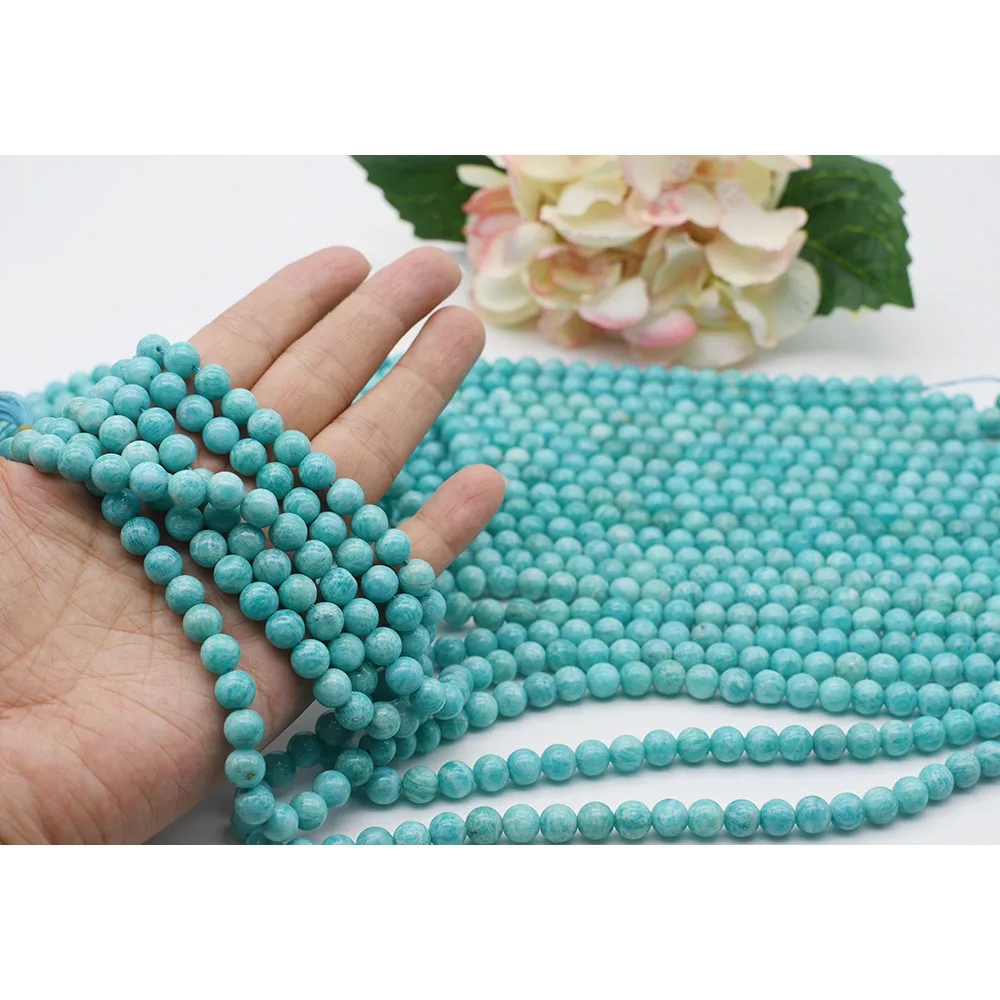 

4-12mm 3A Superior Quality Natural Smooth Amazonite Round loose Beads For DIY necklace bracelet jewelry making 15 "free delivery