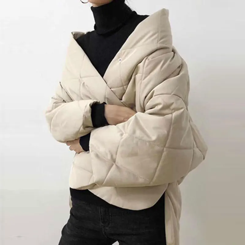 

Женская клетчатая куртка с асимметричным подолом, новинка сезона осень-зима 2021, однотонное свободное повседневное женское пальто