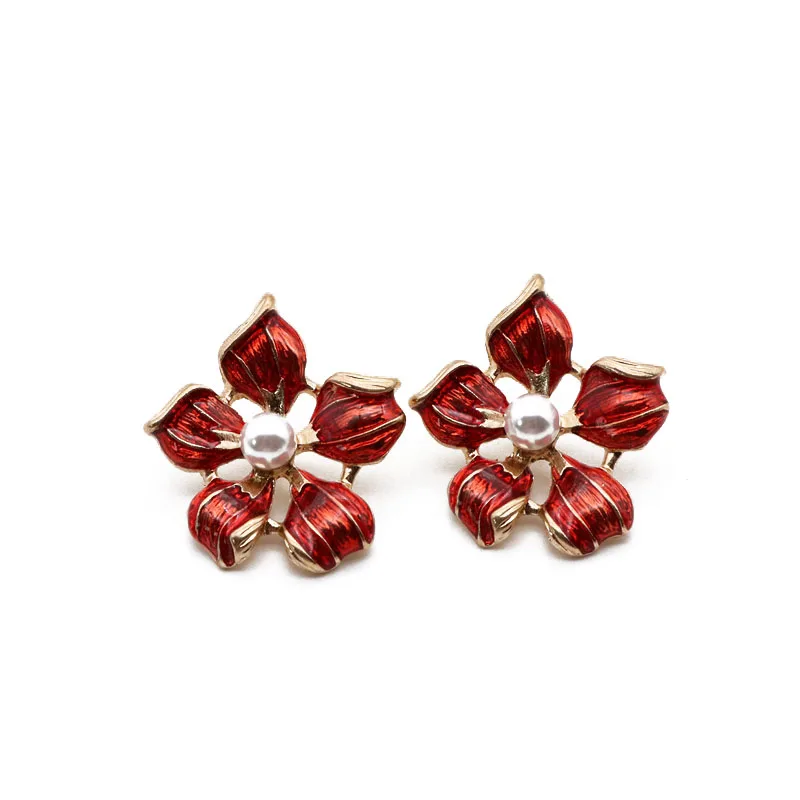 

Red Earring Enamel Personality Antique Metal
