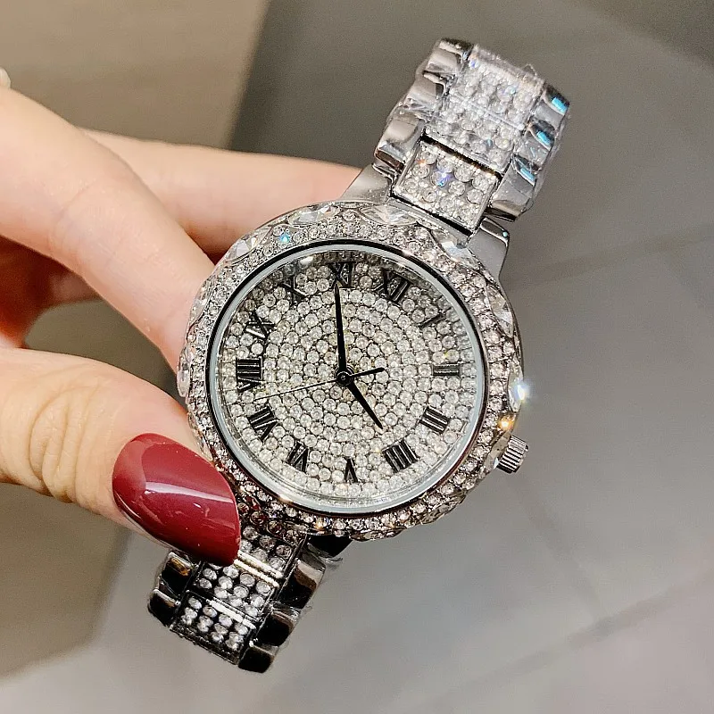 Silver Diamond Women Watches  Lady Luxury Brand  Quartz Wrist Watches Stainless steel Clock Female Watch Girl  relogio feminino