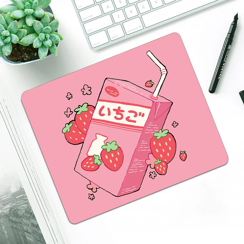 Розовый коврик для мыши с клубничным молоком игровой Настольный офисный