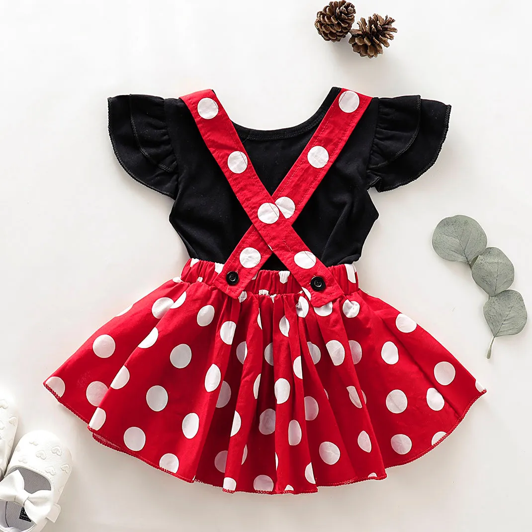 Однотонная футболка с короткими рукавами для маленьких девочек + юбка бантом в