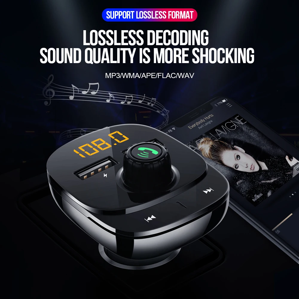 DC 12 V-24 V Dual USB Автомобильное зарядное устройство Bluetooth 5 0 автомобильный