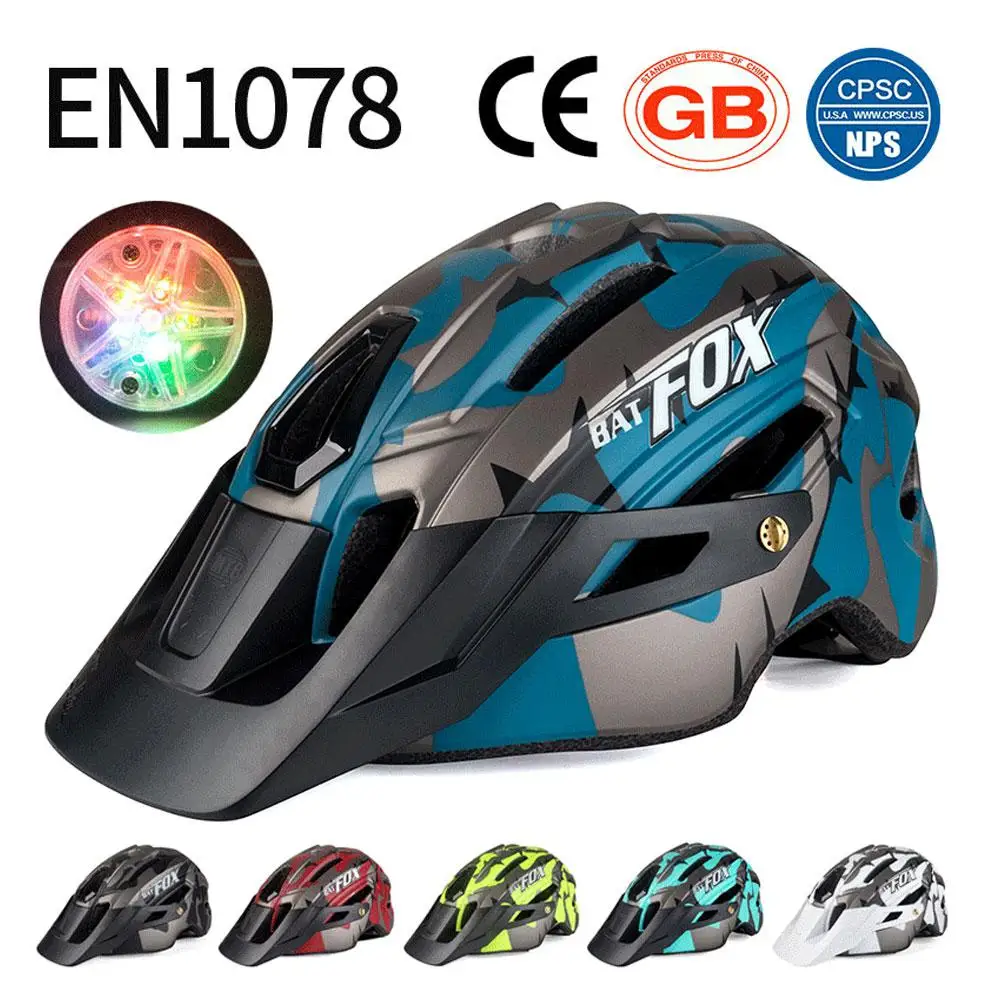 

Велосипедный шлем BATFOX с светильник вставкой для горных и дорожных велосипедов, светильник шащий спортивный защитный комплект для мужчин и ...